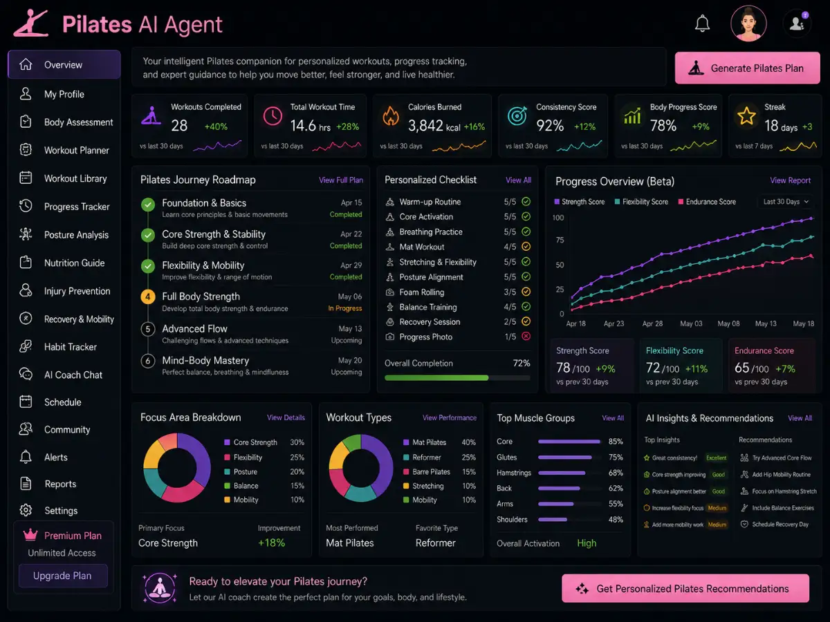aipilates.app AI Pilates app — dashboard preview